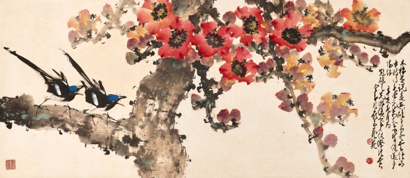 趙少昂  木棉雙鳥 - 图1