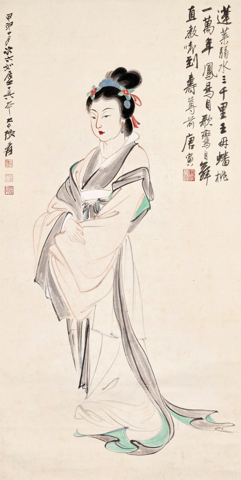張大千  臨唐寅仕女圖 - 图1