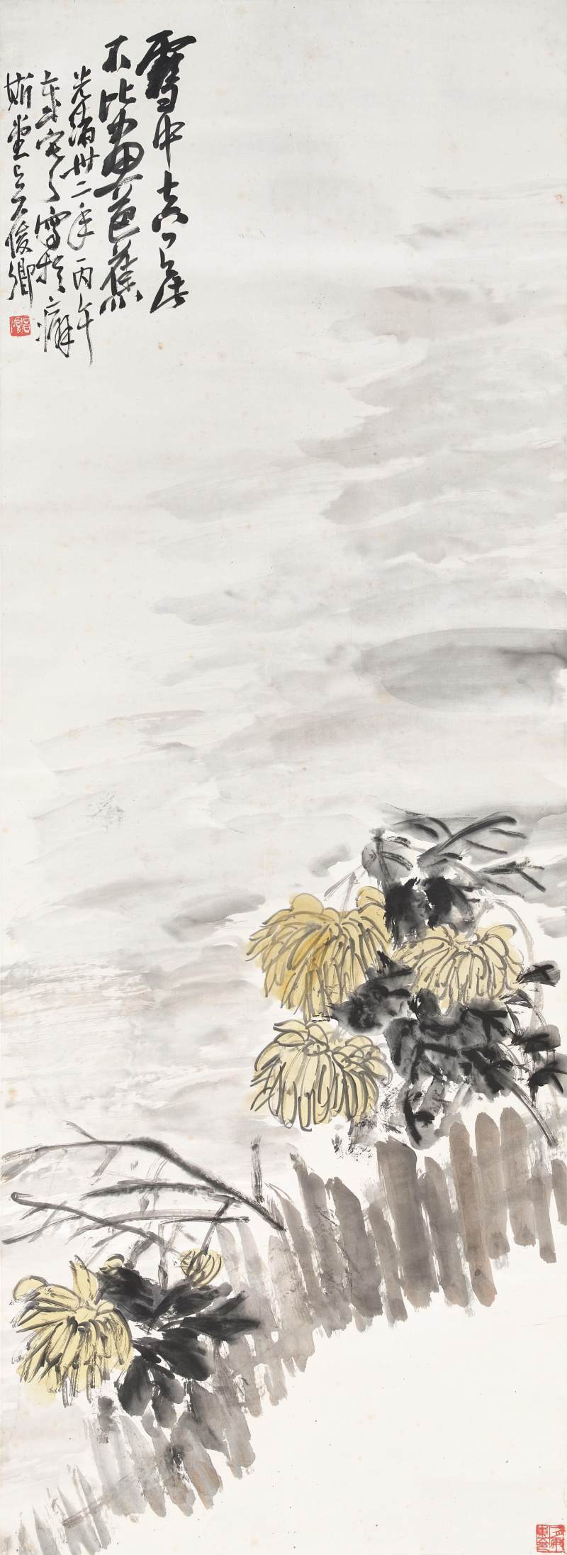 吳昌碩　雪中菊花 | Wu Changshuo, Chrysanthemums in the Snow - 图1