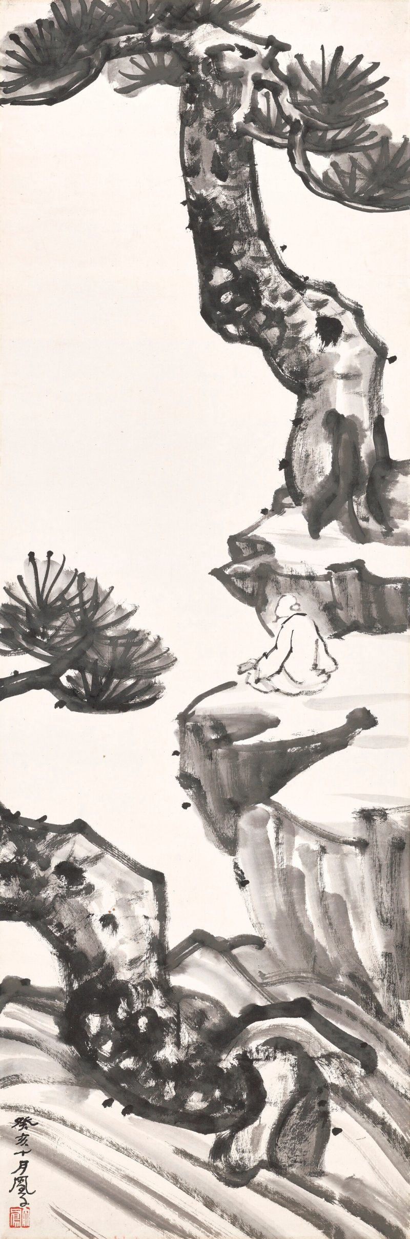 呂鳳子  撫琴圖