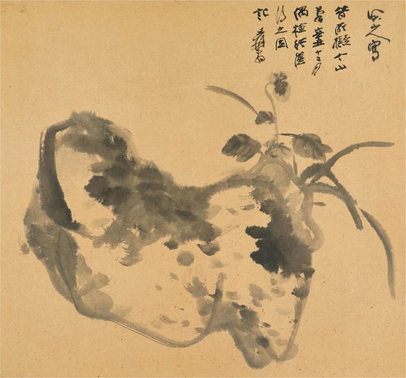 張大千　擬八大萱草奇石 | Zhang Daqian, Daylily and Rock - 图1