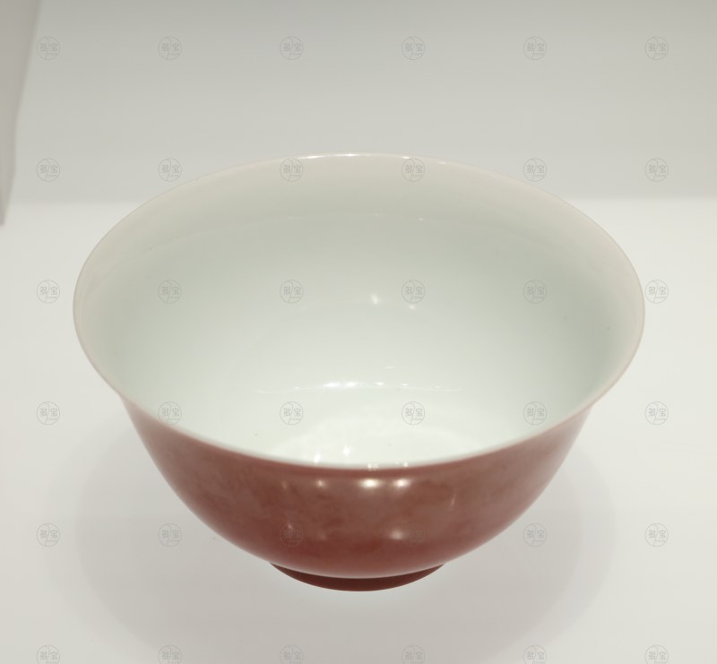 清雍正 景德镇窑珊瑚红釉碗 - 图3