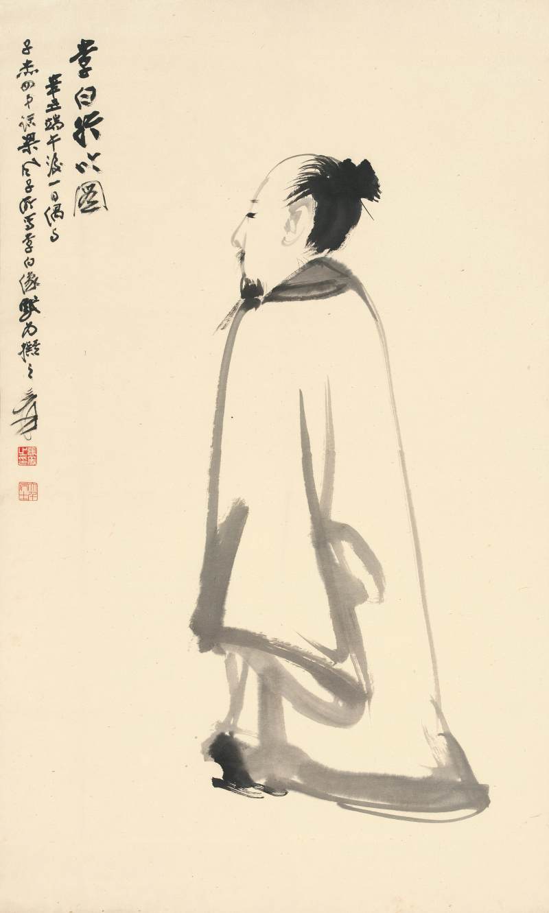 張大千　李白行吟圖 | Chang Dai-chien (Zhang Daqian), Portrait of Li Bai - 图1