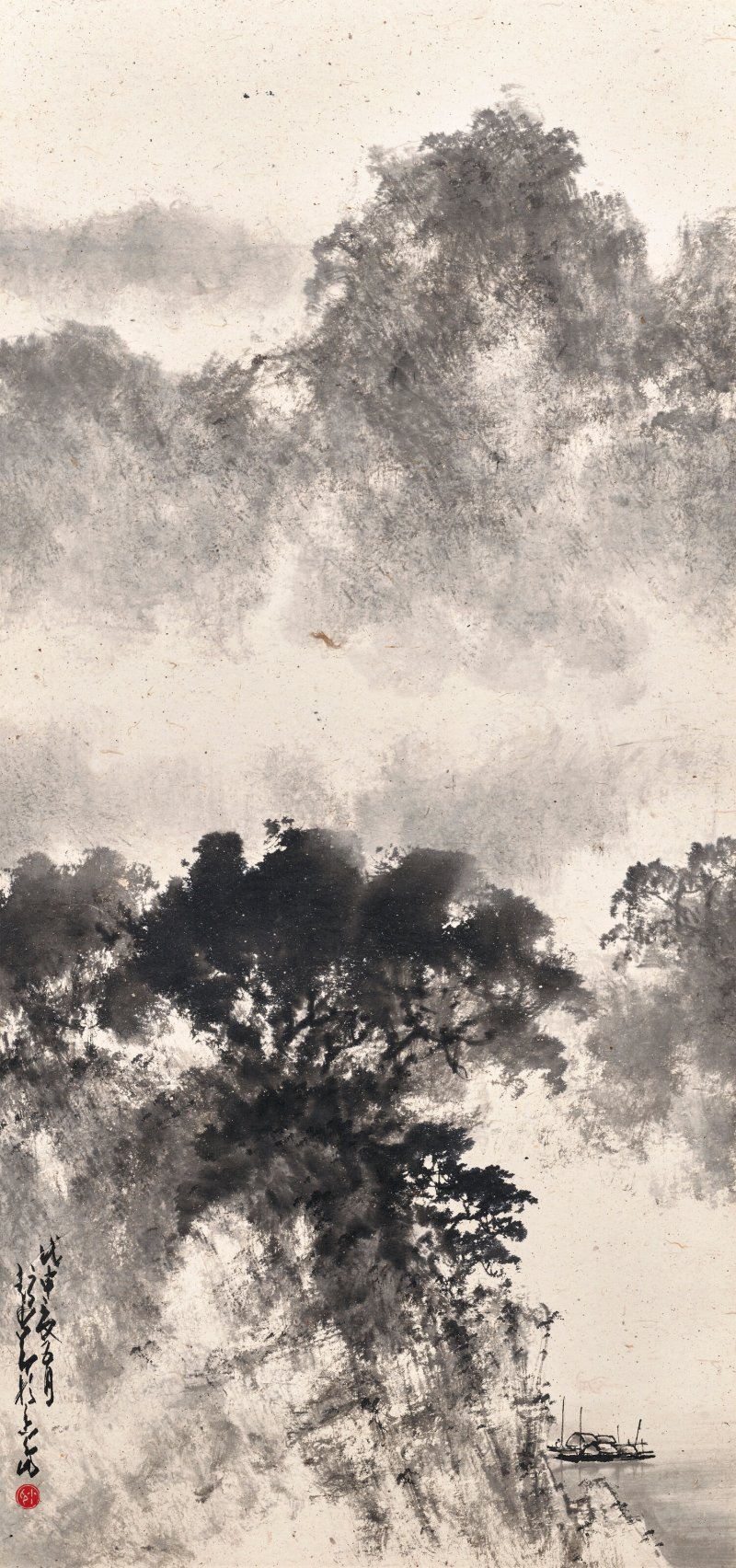 趙少昂  煙雨迷離 - 图1
