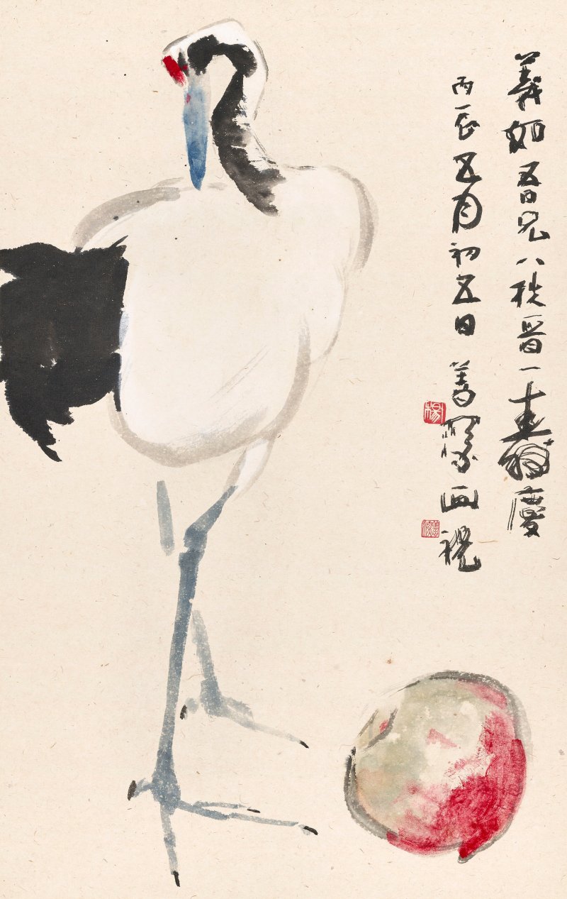 楊善深  鶴壽圖