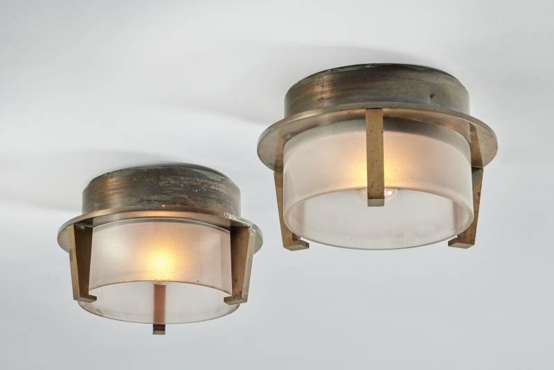 Pair of Ceiling Lights Jacques Quinet - 图1