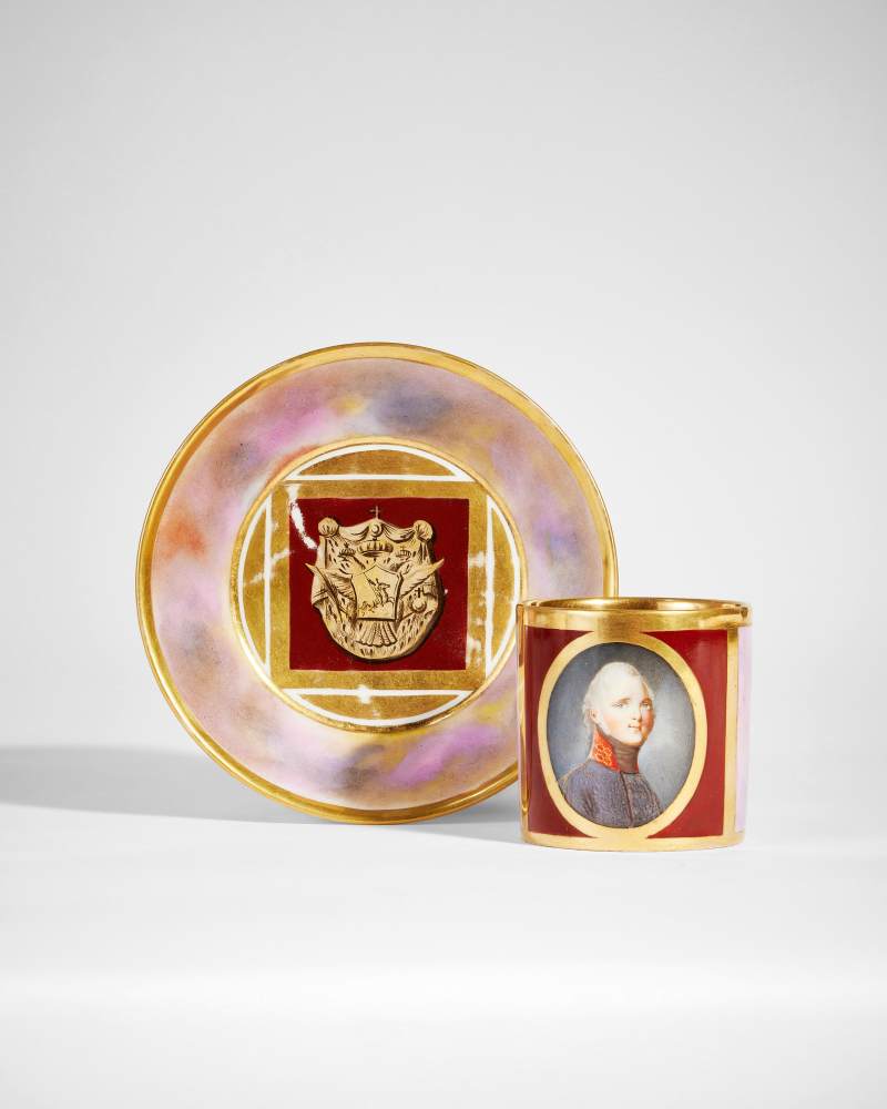 A Porcelain Cup and Saucer, Imperial Porcelain Factory, St Petersburg, First Quarter of 19th Century