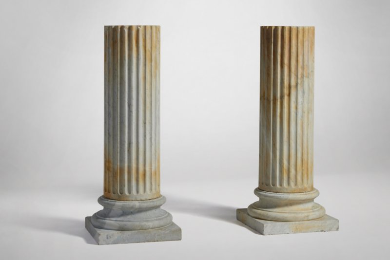 A Pair of Italian White Marble Fluted Columns, 19th Century - 图2