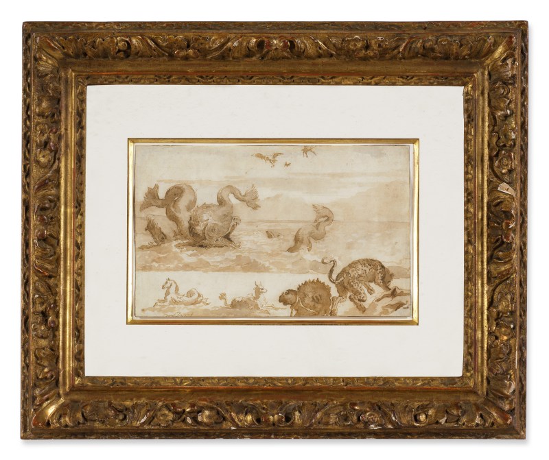 A sheet of studies including marine monsters, a leopard, the head of a camel and other animals Giovanni Domenico Tiepolo - 图2