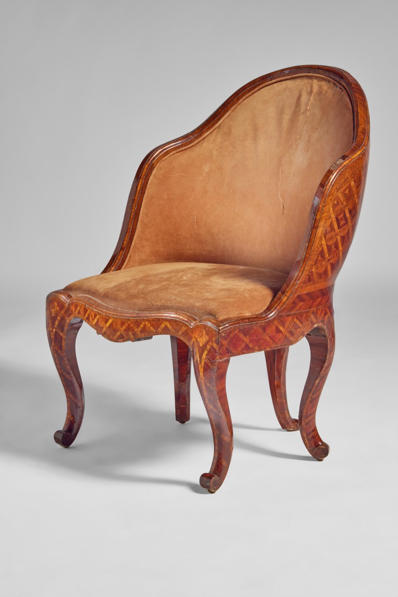 An Italian Rococo Kingwood and Tulipwood Parquetry Fauteuil de Bureau, Rome, Third Quarter 18th Century - 图1