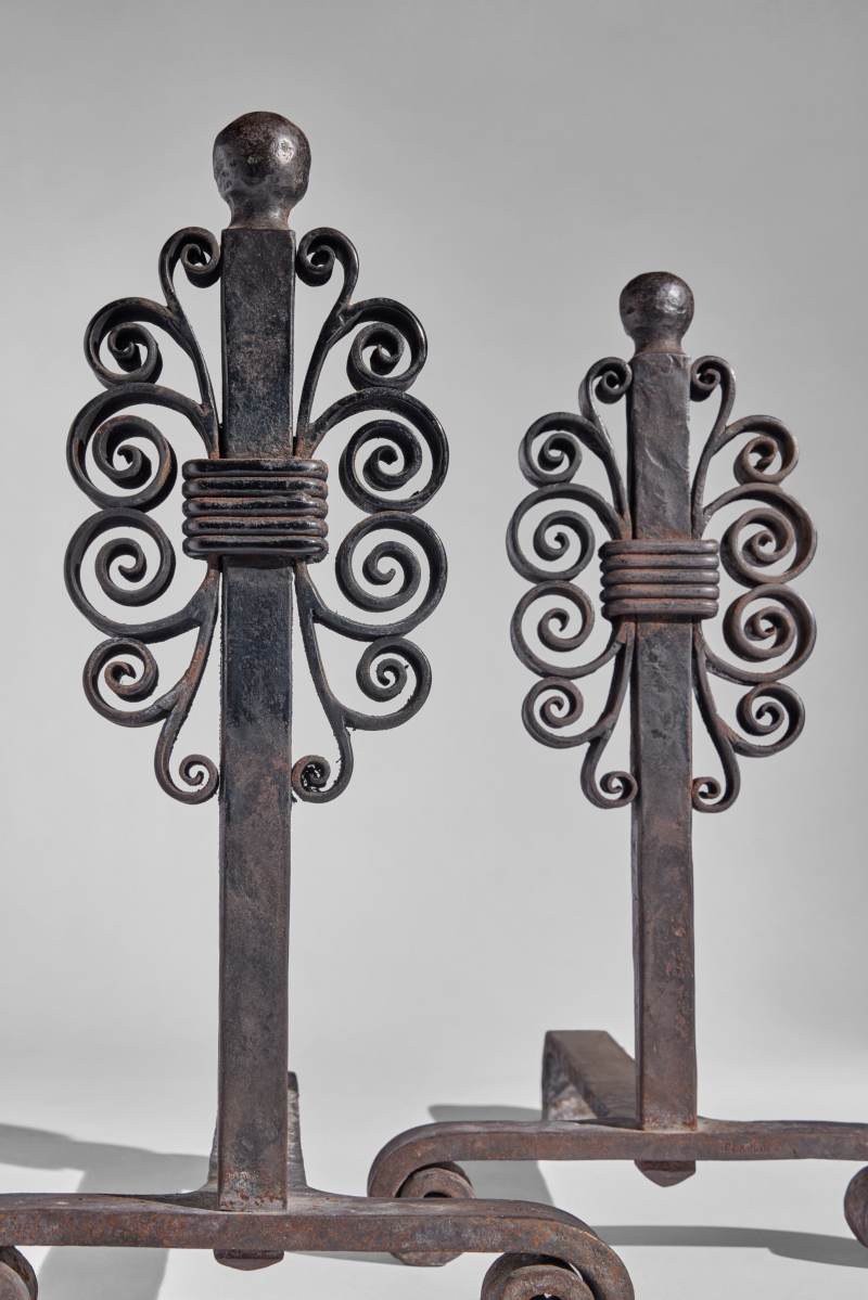 Pair of Andirons Edgar Brandt - 图2