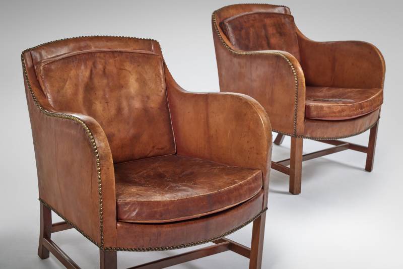Pair of "Mix" Easy Armchairs Kaare Klint and Edvard Kindt-Larsen - 图2