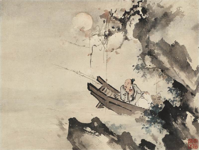 高奇峰　月下獨酌 | Gao Qifeng, Poet in the Moonlight