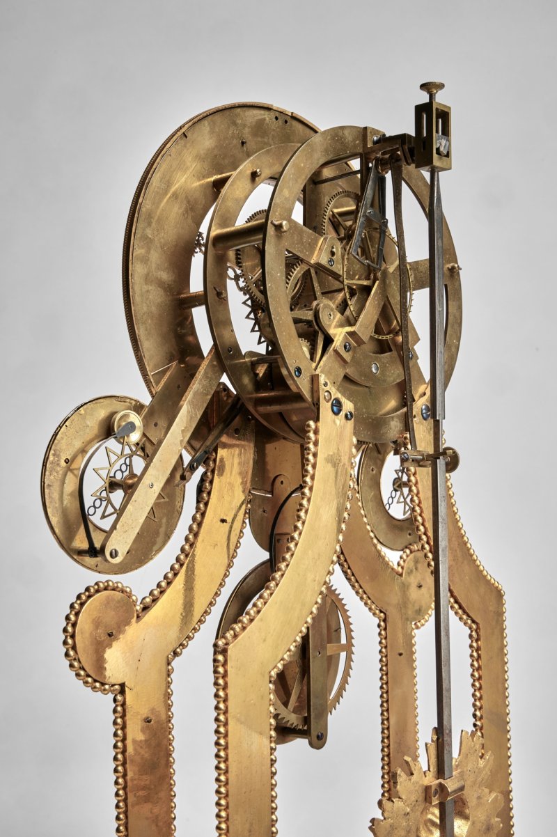 A Directoire Gilt Bronze, Enamel and White Marble Skeleton Clock, The Enamel Dated 1796 - 图8