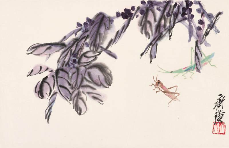齊白石　秋色秋聲 | Qi Baishi, Insects by the Amaranths