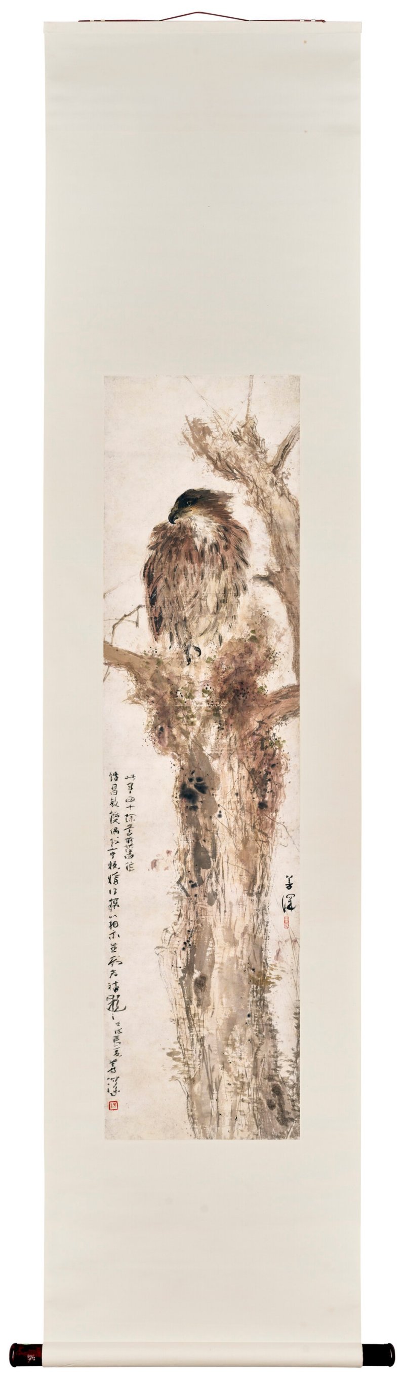 楊善深  秋樹蒼鷹 - 图2