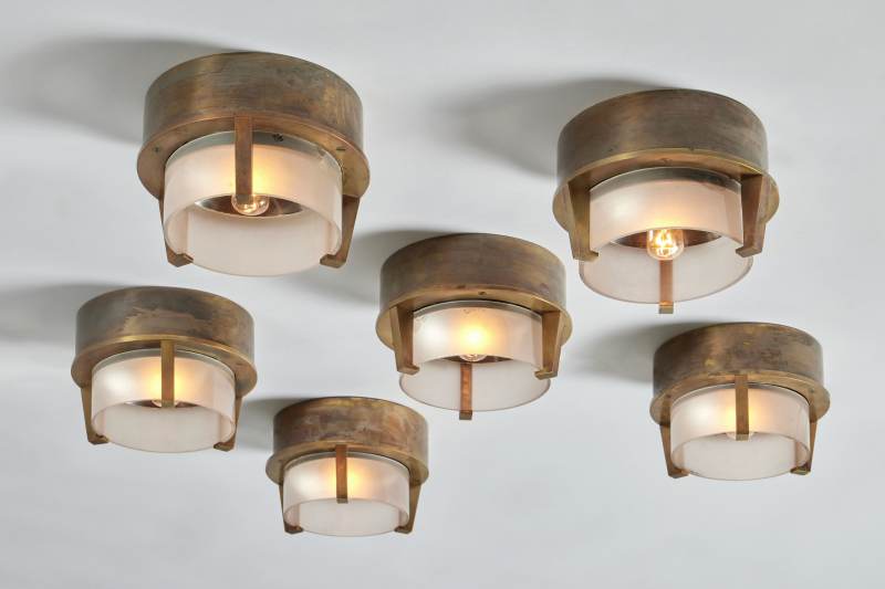 Six Ceiling Lights Jacques Quinet - 图1