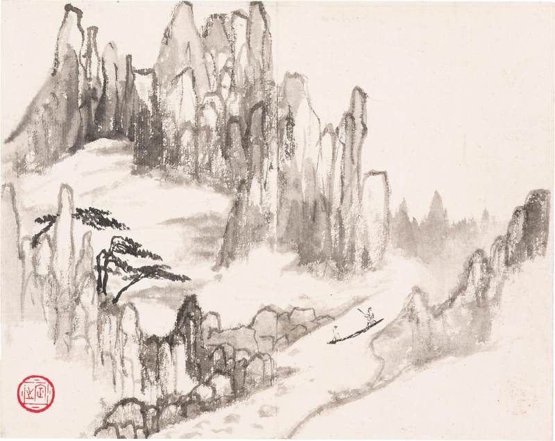 湯滌　山水、墨梅冊 | Tang Di, Landscape; Plum Blossoms - 图3