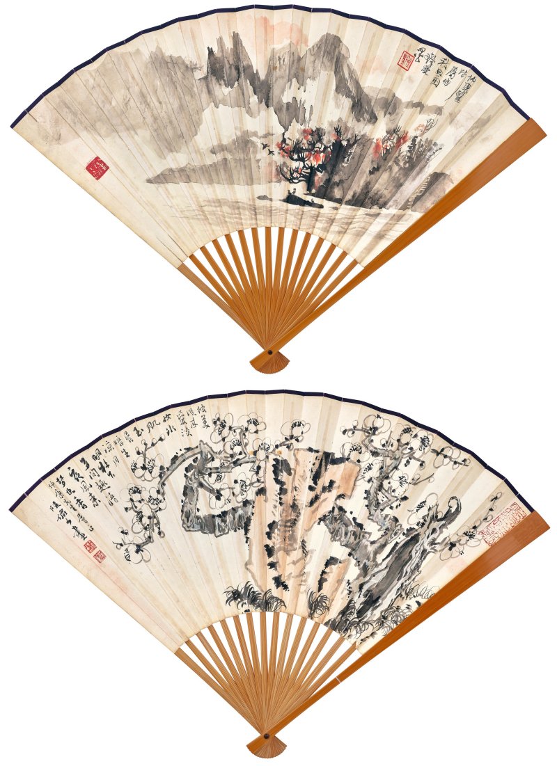 程十髮∕陸儼少  秋興圖∕梅花壽石 - 图1