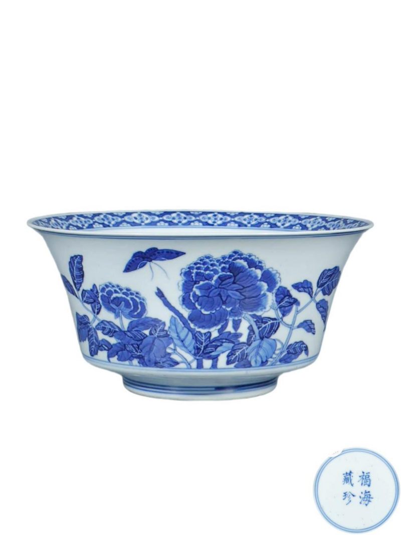 清乾隆   青花牡丹纹大碗 - 图1