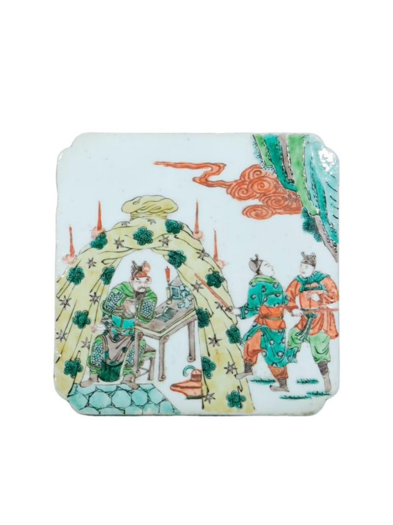 清晚期   五彩人物纹瓷板 - 图1