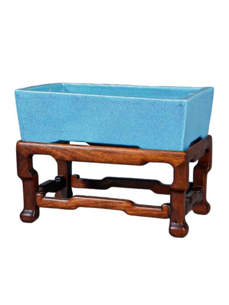 清晚期   炉钧釉水仙盆 带底座