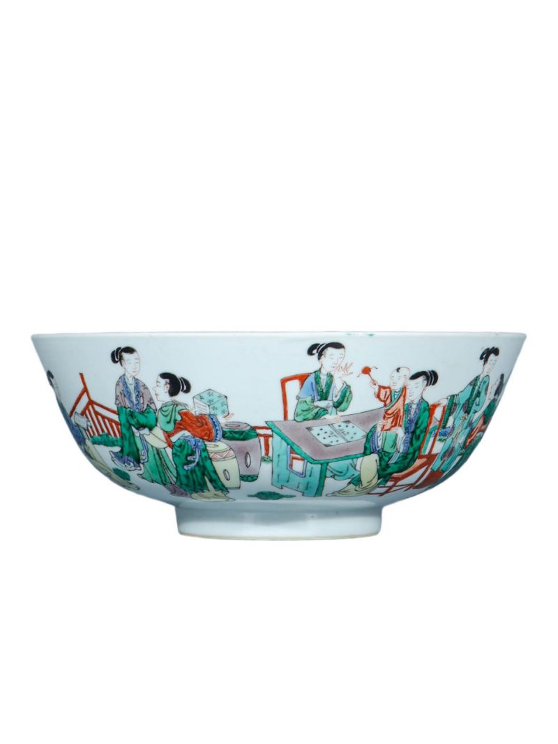 清光绪   五彩仕女图大碗 - 图1