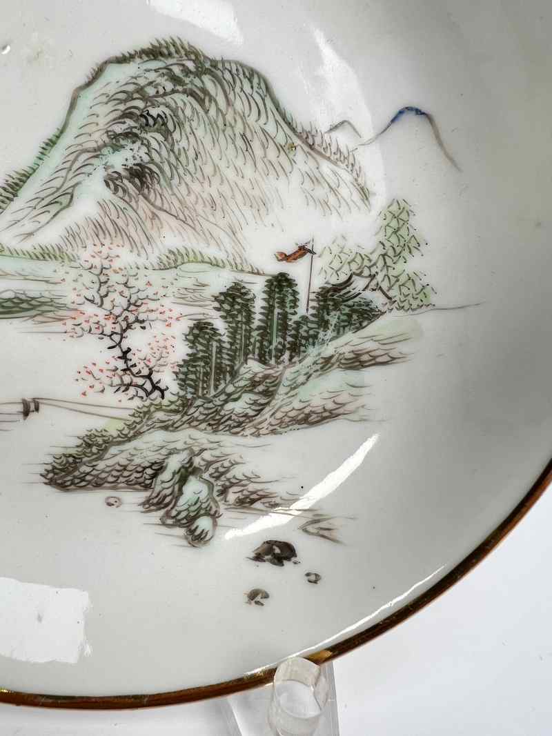 XYB034  民国 浅绛彩山水纹赏盘 - 图5