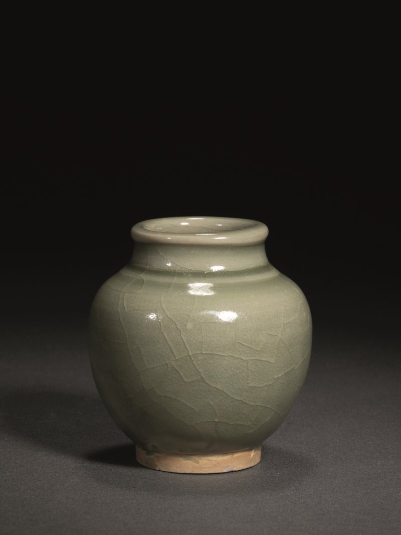 明 耀州窑青釉茶入
