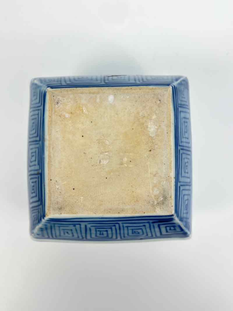 XYB043  清晚期 青花花鸟纹水盂 - 图7