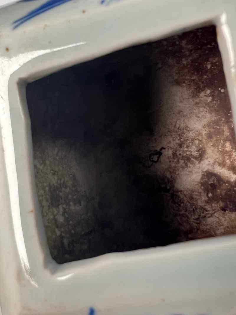 XYB043  清晚期 青花花鸟纹水盂 - 图8