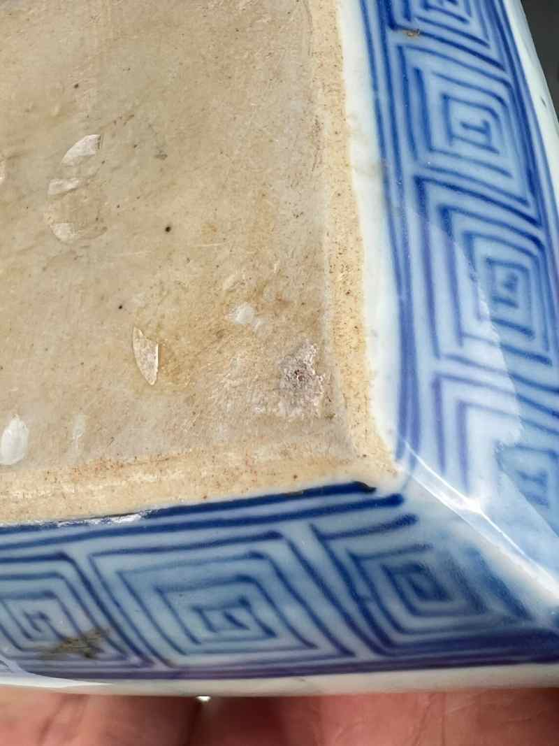 XYB043  清晚期 青花花鸟纹水盂 - 图9