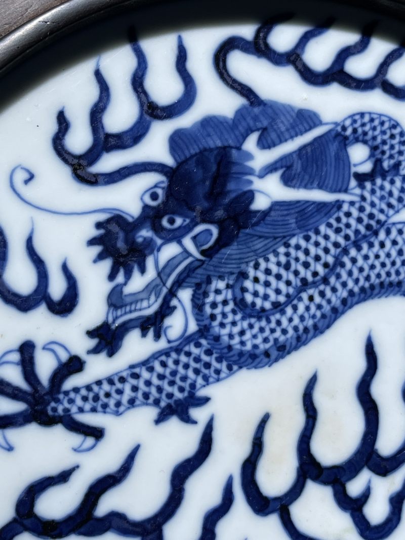 清光绪 青花龙纹插屏 - 图4