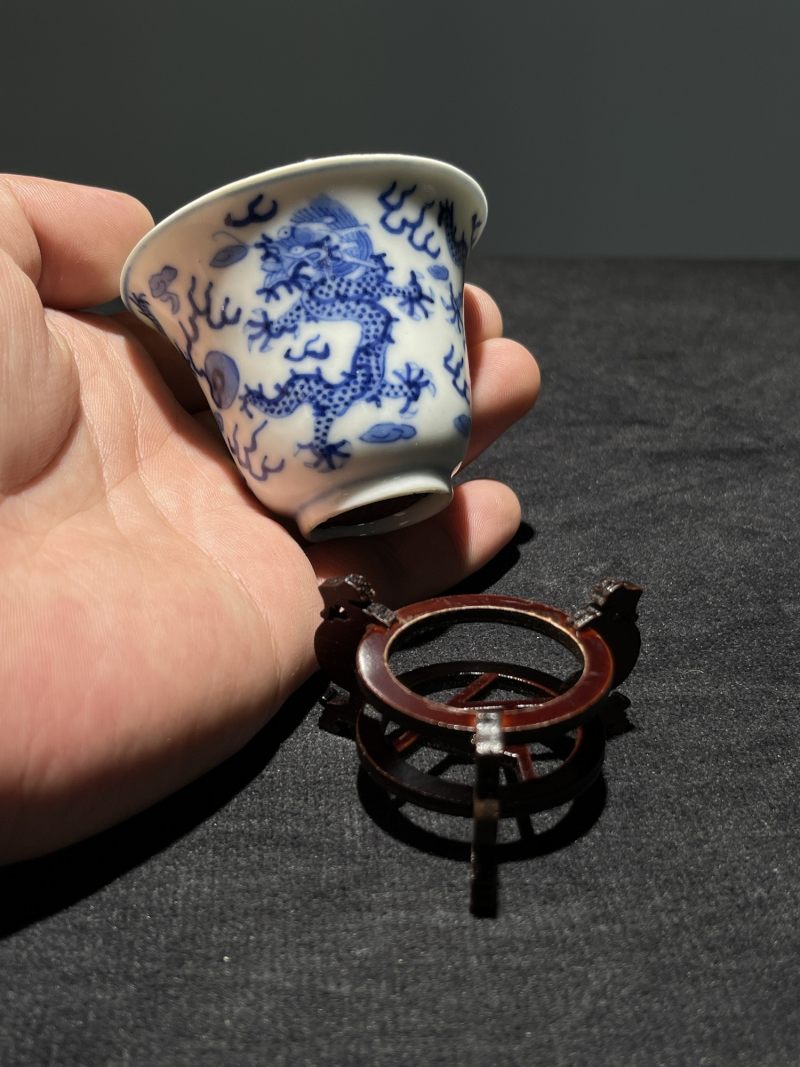 清光绪 青花龙纹杯一对 - 图4