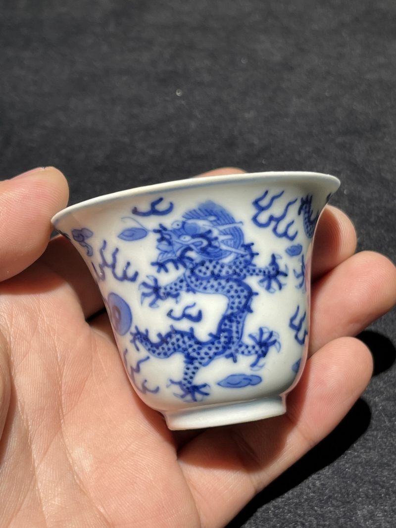 清光绪 青花龙纹杯一对 - 图5