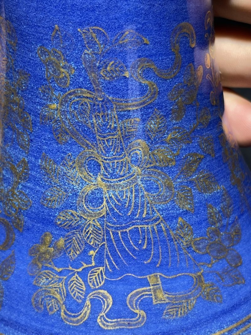 清光绪 祭蓝描金龙纹赏瓶一对 - 图28