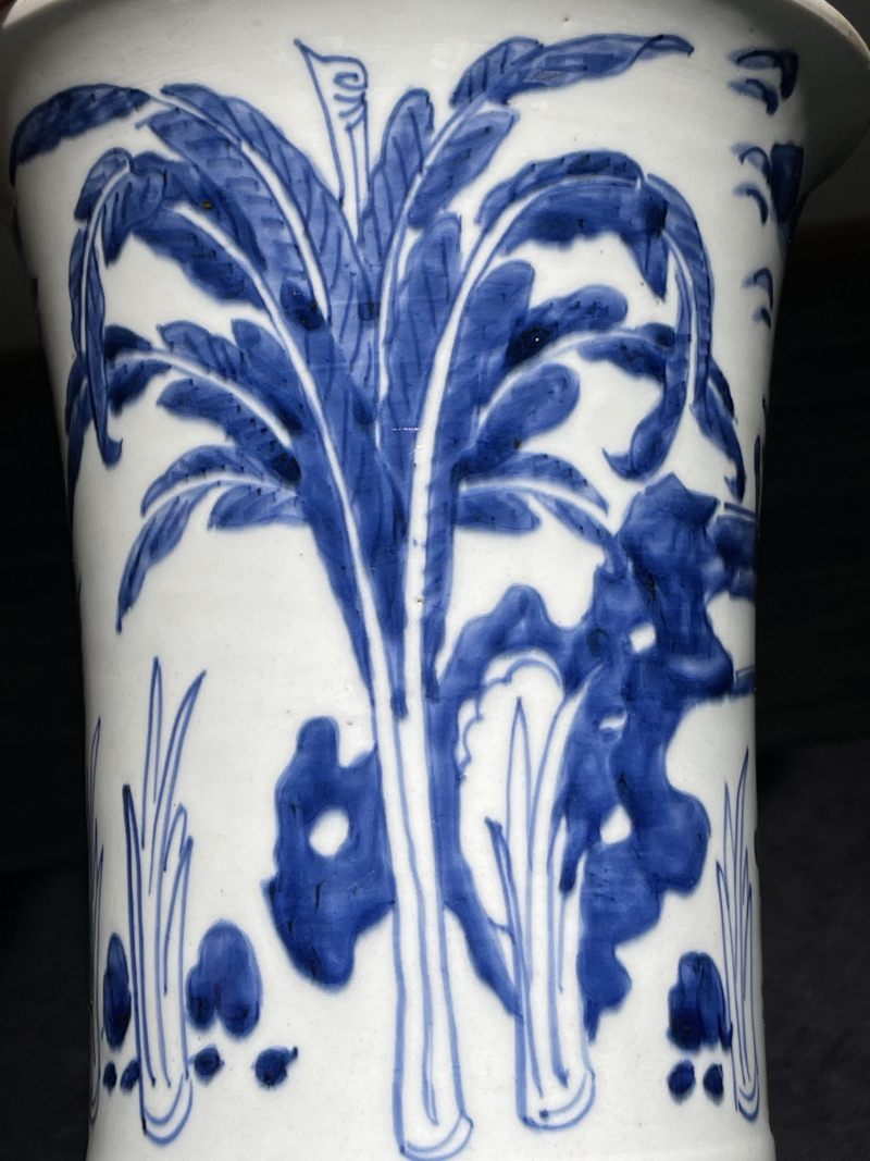 清顺治 青花麒麟芭蕉纹花觚 - 图7