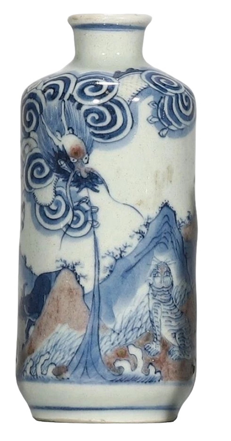 清中期 青花釉里红十二生肖纹大母壶