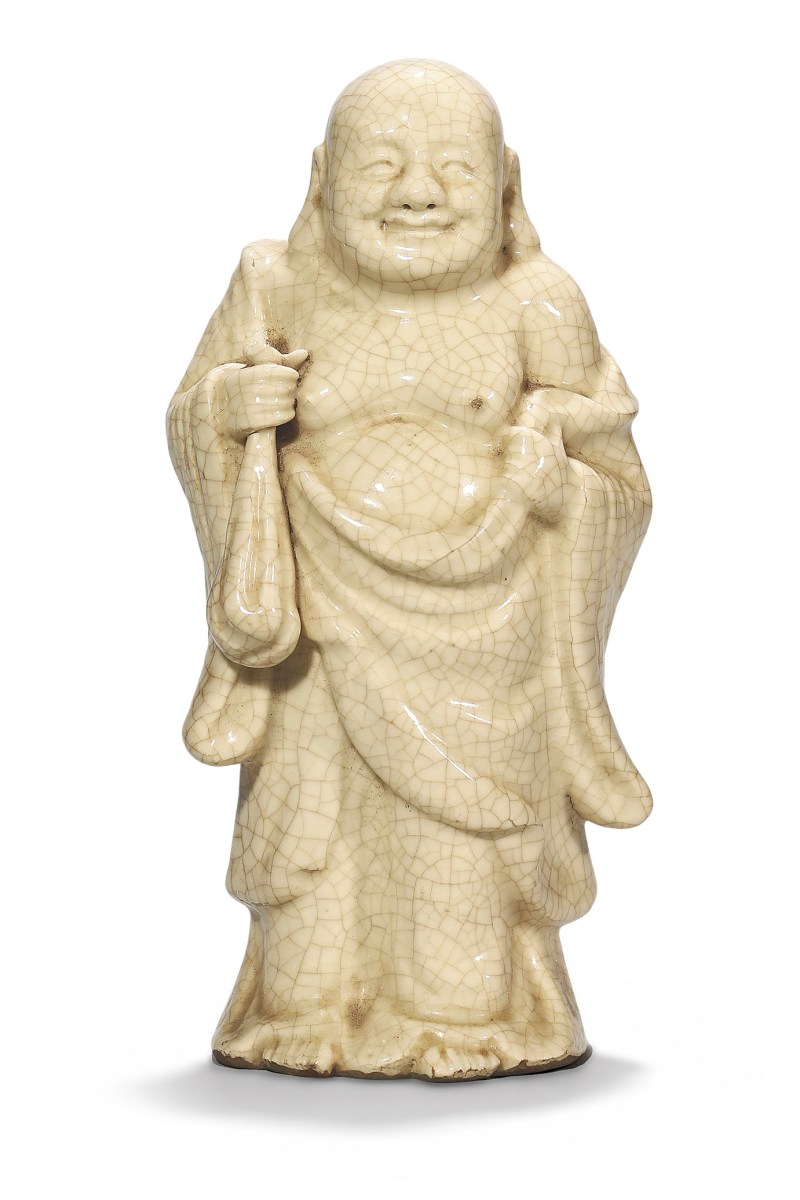 清乾隆 浆胎仿定布袋和尚瓷塑