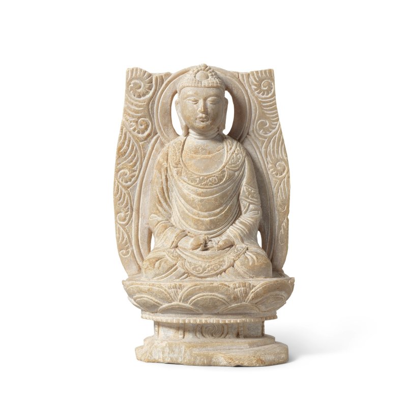 遼 石雕無量壽佛像 | A RARE STONE FIGURE OF AMITABHA