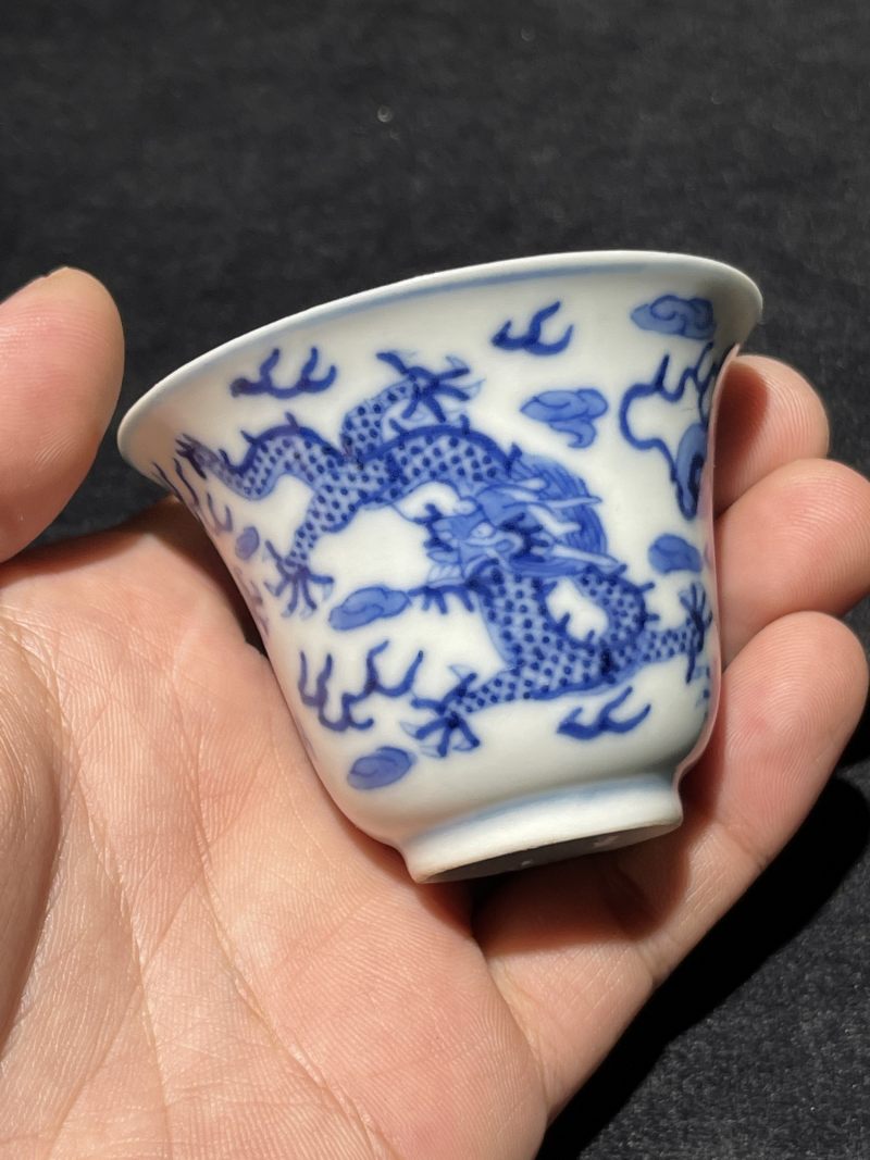 清光绪 青花龙纹杯一对 - 图6
