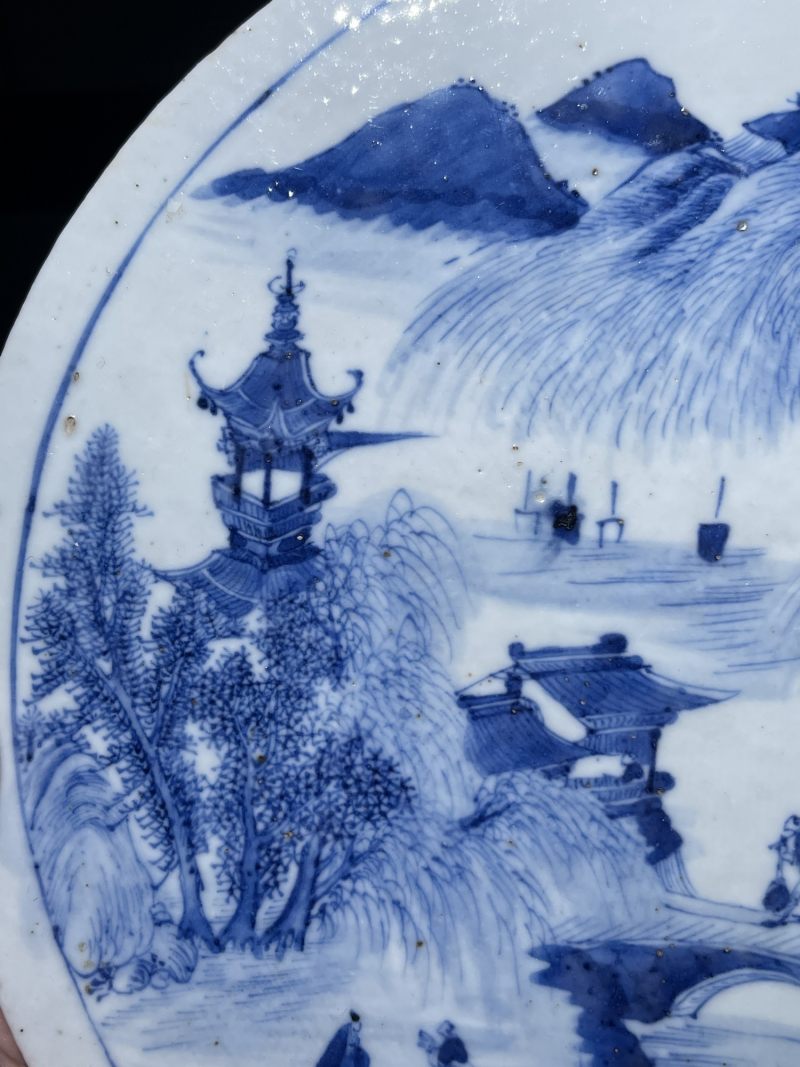 清代 青花、粉彩瓷板一组两件 - 图3