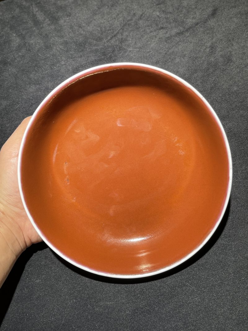 清光绪 胭脂红釉盘 - 图3