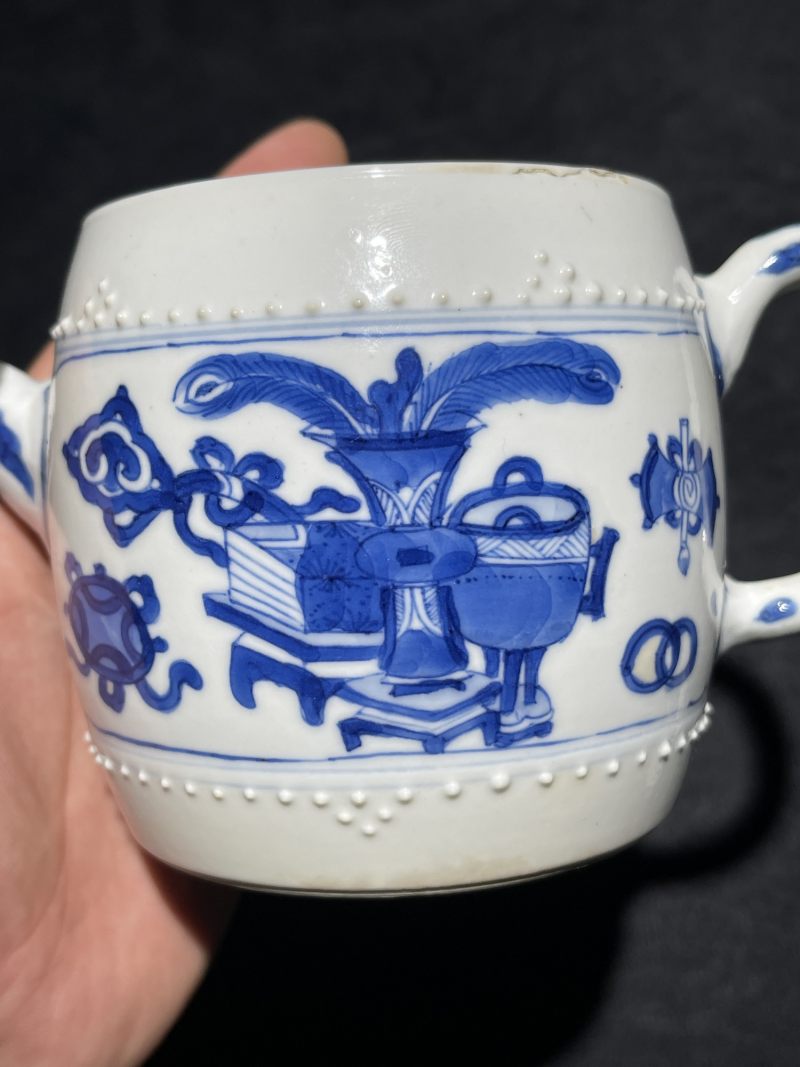 清康熙 青花博古纹执壶 - 图5