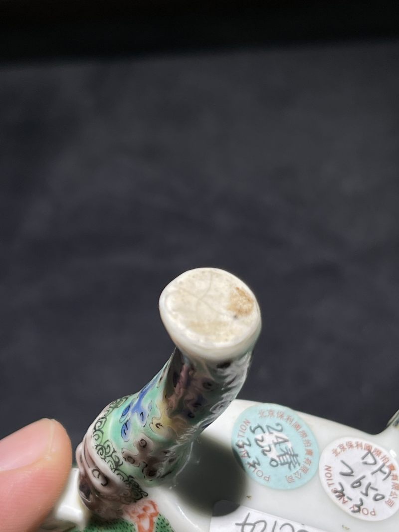 清代 五彩兽面纹爵杯 - 图8