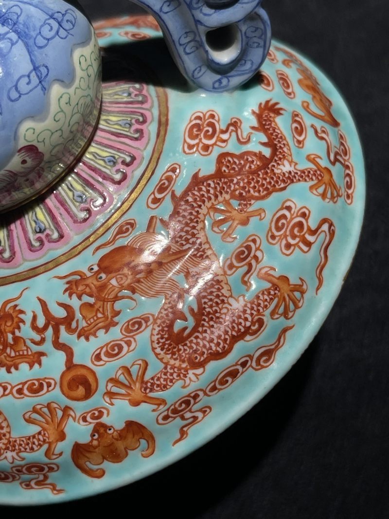 清乾隆 御制绿地洋彩描金八吉祥供器 - 图7