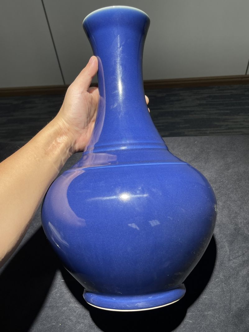 50年代 祭蓝釉赏瓶一对 - 图2