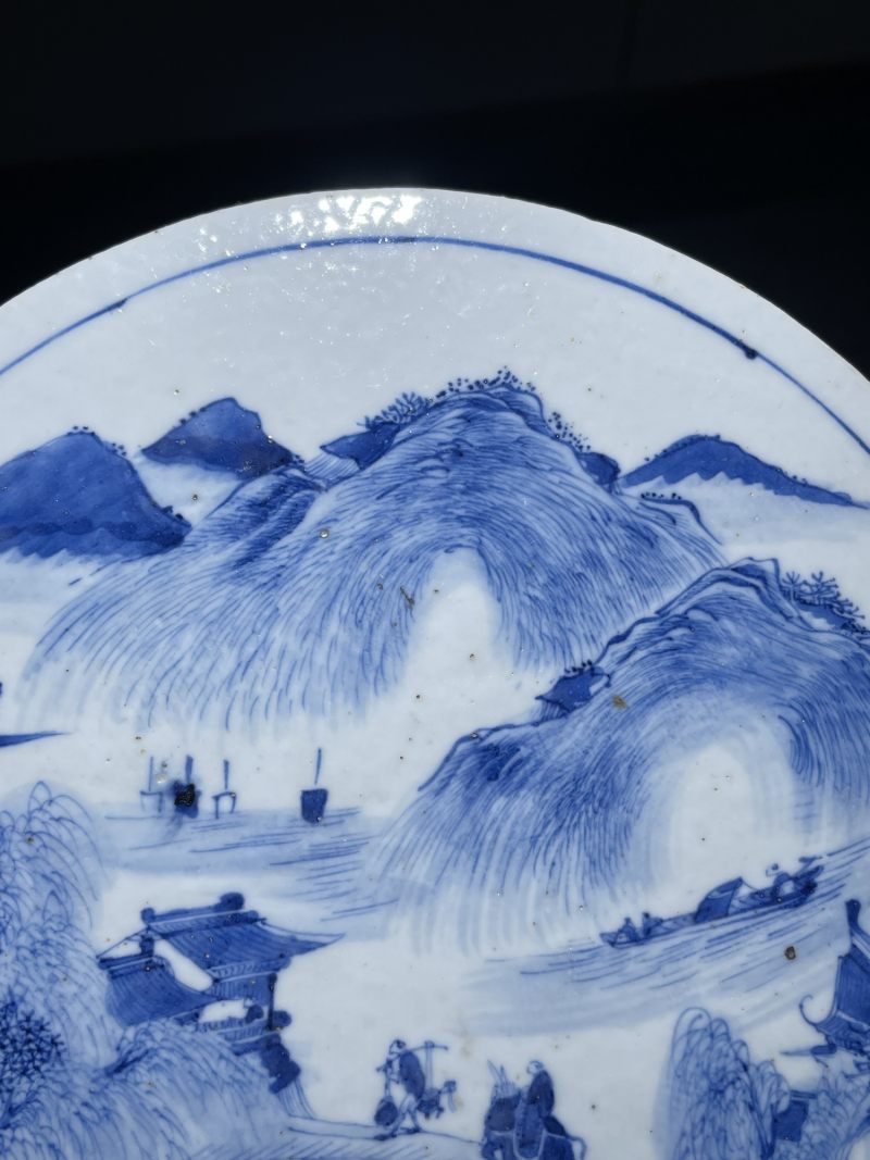 清代 青花、粉彩瓷板一组两件 - 图6
