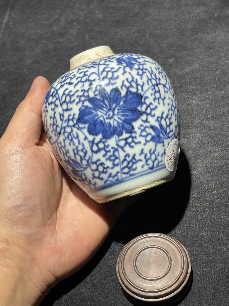 清康熙 青花山水、花卉纹罐一组4件 - 图20