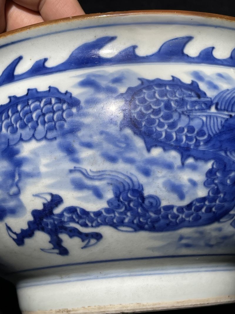 清顺治 青花云龙纹香炉 - 图7